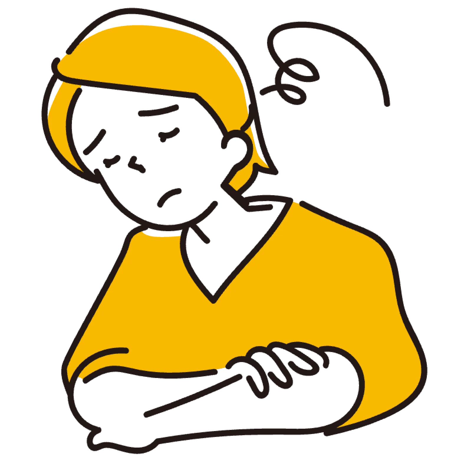 悩んでいる女性のイラスト